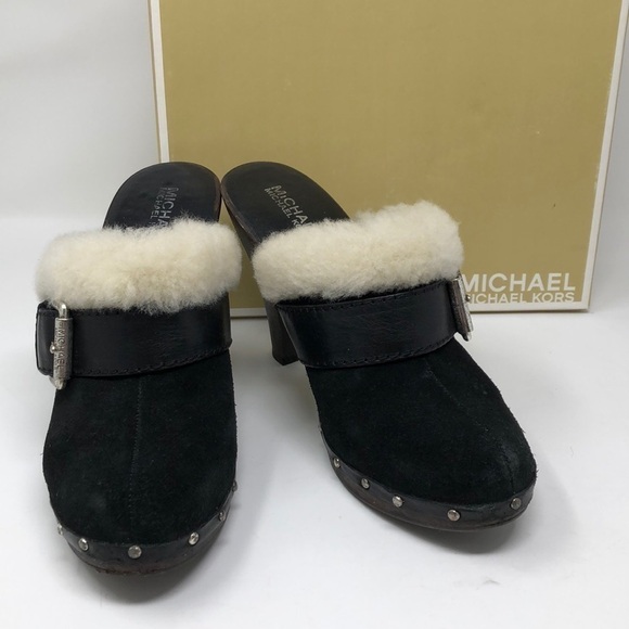 𝅺MICHAEL Kors black suede clogs 8M in box. - Picture 1 of 12